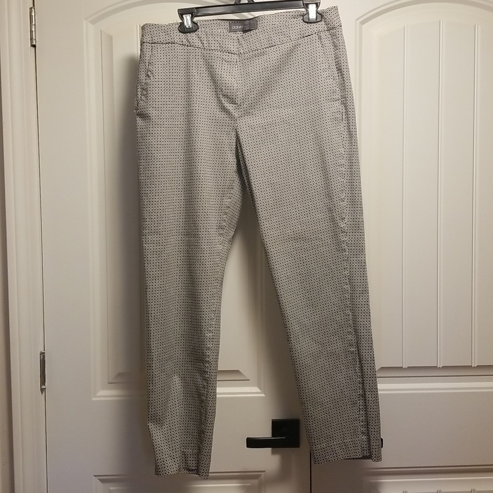 Donna Ricco Flat Front Slant Pocket Trousers Cotton Stretch Black White Size 14